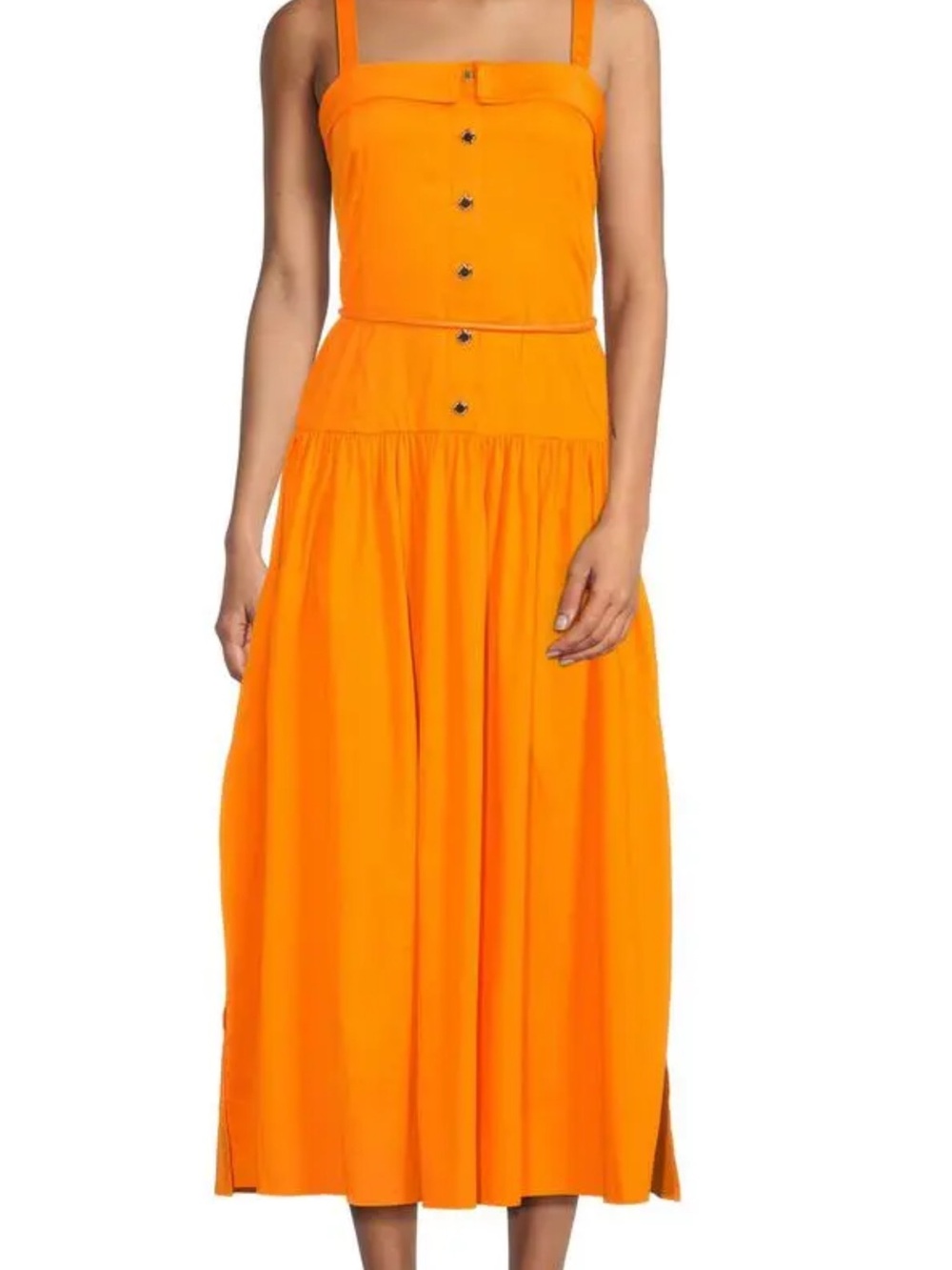 Karl Lagerfeld Orange Sleeveless Button-Front Midi Dress